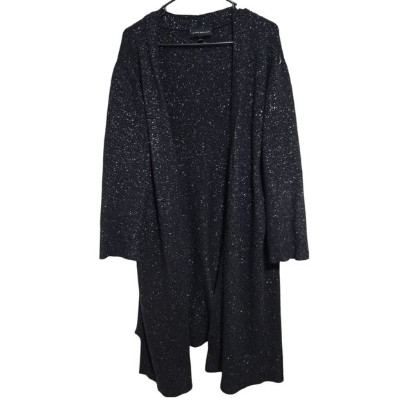 Lane Bryant Open Front Cardigan Duster Size 18 20 Black Sparkle Long Sweater - Picture 1 of 4